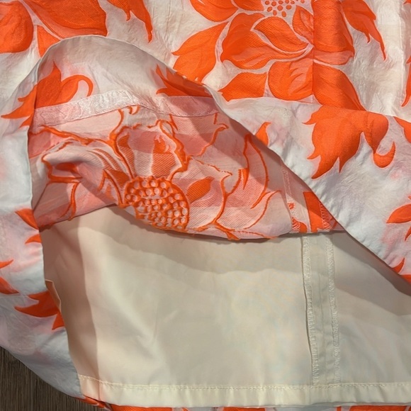 Stunning Embroidered Bright Orange and Cream Pencil Skirt Lined 00 - Picture 5 of 6